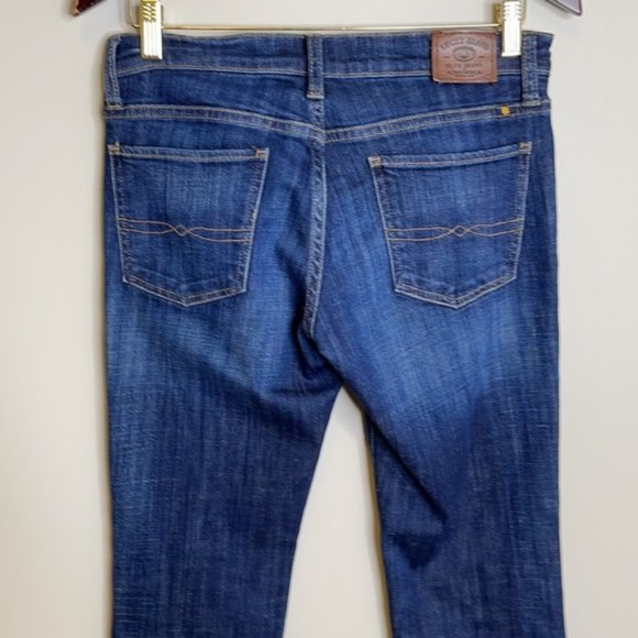 Lucky Brand blue dark wash Sweet Straight Mid-rise stretch cotton jeans Sz 4/27 - Picture 5 of 15